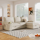Bellemave® 96.1" Upholstery Sleeper Sectional Sofa with Storage Bags and 2 cup holders on Arms - Bellemave